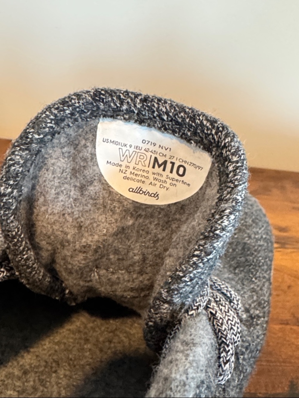 Allbirds OG Sustainable Eco-Friendly Grey Wool Runners Men’s Size 10 - Picture 9 of 11